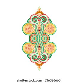 Vector ornamental lotus flower, ethnic art, patterned Indian paisley. Hand drawn illustration. Invitation element,tattoo, astrology, alchemy, boho and magic symbol