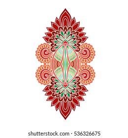 Vector ornamental Lotus flower, ethnic art, patterned Indian paisley. Hand drawn illustration. Invitation element. Tattoo, astrology, alchemy, boho and magic symbol