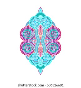 Vector ornamental lotus flower, ethnic art, patterned Indian paisley. Hand drawn illustration. Invitation element.tattoo,astrology, alchemy, boho and magic symbol.