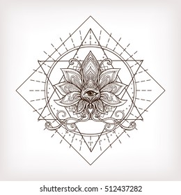 Vector Ornamental Lotus Flower Sacred Geometry Stock Vector (Royalty ...
