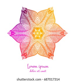 Vector ornamental mandala. Ethnic art, vintage decorative ornament. Boho style illustration for tattoo, fabric, scrapbook or web design. Alchemy, astrology and magic element.