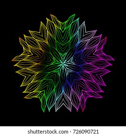Vector ornamental mandala. Ethnic art, vintage decorative ornament. Boho style illustration for tattoo, fabric, scrapbook or web design. Alchemy, astrology and magic element.