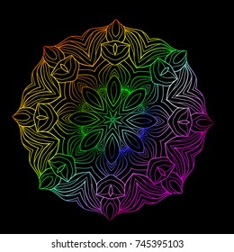Vector ornamental mandala. Ethnic art, vintage decorative ornament. Boho style illustration for tattoo, fabric, scrapbook or web design. Alchemy, astrology and magic element.