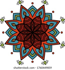 Vector ornamental mandala inspirado en el arte étnico, con patrones de paisley indio. Ilustración dibujada a mano. Invitación. Tatuaje, astrología, alquimia, boho y símbolo mágico.
