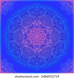 Vector ornamental mandala inspired ethnic art, patterned Indian paisley. Hand drawn illustration. Invitation element. Tattoo, astrology, alchemy, boho symbol.