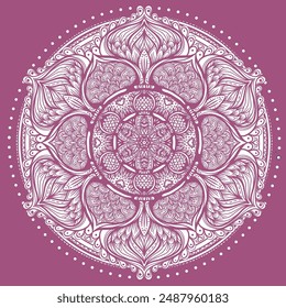 Vektorgrafik ornamentale Mandala inspirierte ethnische Kunst, gemusterte indische Paisley. Handgezeichnete Illustration. Einladungselement. Tattoo, Astrologie, Alchemie, Boho-Symbol.