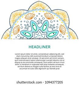 Vector ornamental mandala, printable round pattern with many details. Arabic, indian, asian, african motif for greeting, business card, banner, invitation, background, brochure, label, etc.