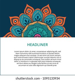 Vector ornamental mandala, printable round pattern with many details. Arabic, indian, asian, african motif for greeting, business card, banner, invitation, background, brochure, label, etc.