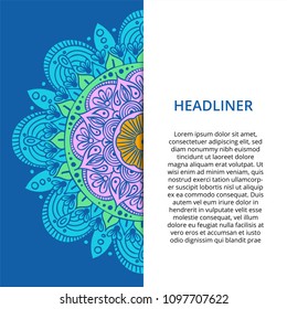 Vector ornamental mandala, printable round pattern with many details. Arabic, indian, asian, african motif for greeting, business card, banner, invitation, background, brochure, label, etc.