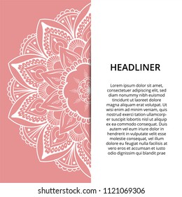 Vector ornamental mandala, printable round pattern with many details. Arabic, indian, asian, african motif for greeting, business card, banner, invitation, background, brochure, label, etc.