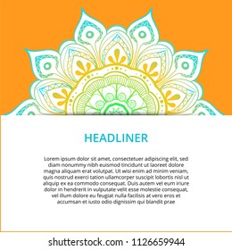 Vector ornamental mandala, printable round pattern with many details. Arabic, indian, asian, african motif for greeting, business card, banner, invitation, background, brochure, label, etc.