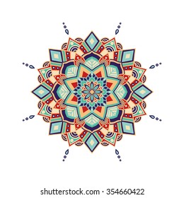 Vector ornamental mandala, printable round pattern with many details. Arabic, indian, asian, african motive for logo, business card, banner, invitation, background, label, etc. Ready for print