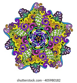 Vector ornamental mandala, printable round pattern with many details. Arabic, indian, asian, african motive for logo, business card, banner, invitation, background, label, etc. 