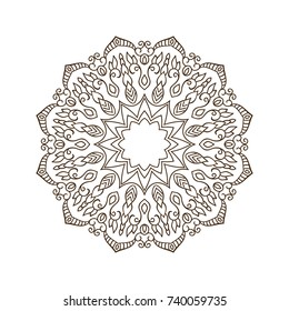 Vector ornamental mandala, printable round pattern with many details. Arabic, indian, asian, african motive for logo, business card, banner, invitation, background, label, etc. Ready for print