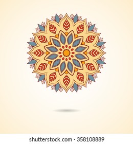 Vector ornamental mandala. Stylish geometric pattern in oriental style. Arabic, indian, pakistan, asian motif.