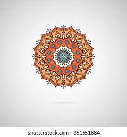 Vector ornamental mandala. Stylish geometric pattern in oriental style. Arabic, indian, pakistan, asian motif.