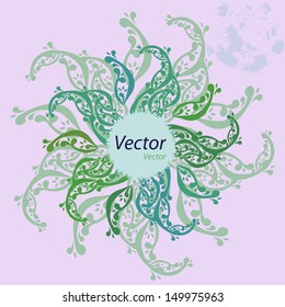 Vector ornamental oriental green background with tiny elements