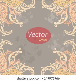 Vector ornamental oriental grey and soft pink background with tiny elements