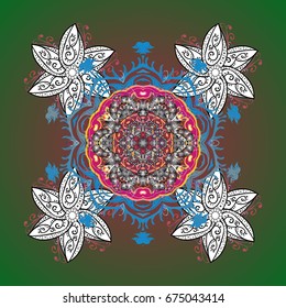 Vector ornamental pattern for holiday Thanksgiving day, a simple hand-drawn winter design on colorful background in colors.