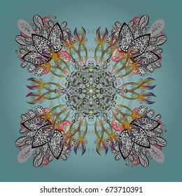 Vector ornamental pattern with stylized snowflakes. Snow crystal regular texture. Snowflake doodles. Winter, New Year, Christmas simple design on a background.