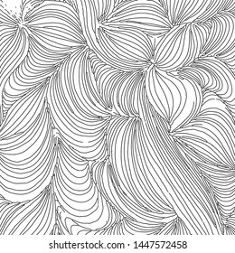 Vector ornamental petal background by undulate lines and curves. Monochrome netting composition for prints and wallpaper patterns