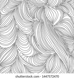Vector ornamental petal background by undulate lines and curves. Monochrome netting composition for prints and wallpaper patterns