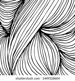 Vector ornamental petal background by undulate lines and curves. Monochrome netting composition for prints and wallpaper patterns