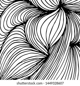 Vector ornamental petal background by undulate lines and curves. Monochrome netting composition for prints and wallpaper patterns