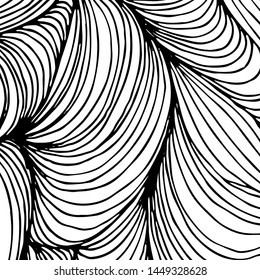 Vector ornamental petal background by undulate lines and curves. Monochrome netting composition for prints and wallpaper patterns