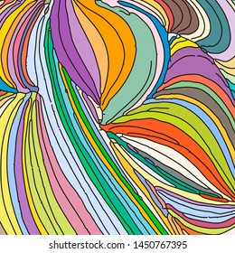 Vector ornamental petal background by undulate lines and curves. Colorful netting composition for prints and wallpaper patterns