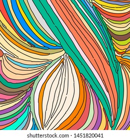 Vector ornamental petal background by undulate lines and curves. Colorful netting composition for prints and wallpaper patterns