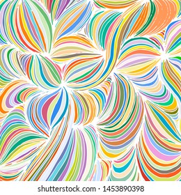Vector ornamental petal background by undulate lines and curves. Colorful netting composition for prints and wallpaper patterns
