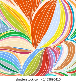 Vector ornamental petal background by undulate lines and curves. Colorful netting composition for prints and wallpaper patterns