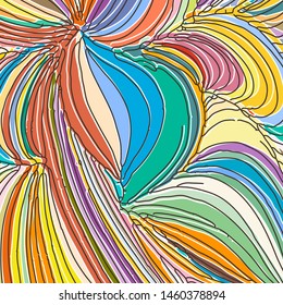 Vector ornamental petal background by undulate lines and curves. Colorful netting composition for prints and wallpaper patterns