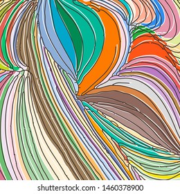 Vector ornamental petal background by undulate lines and curves. Colorful netting composition for prints and wallpaper patterns