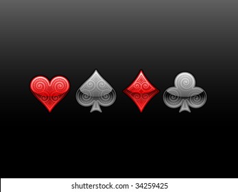 Vector Ornamental Poker Symbols