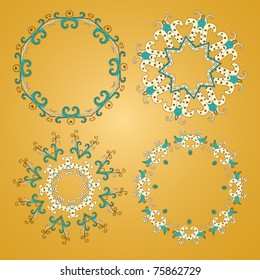 Vector ornamental rosettes set. For ethnic or tattoo design.