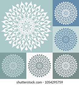 Vector ornamental round decoration. Set of abstract flowers.