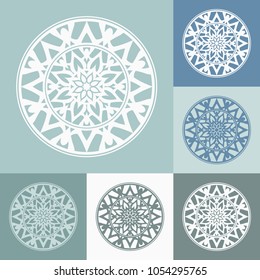 Vector ornamental round decoration. Set of abstract flowers.