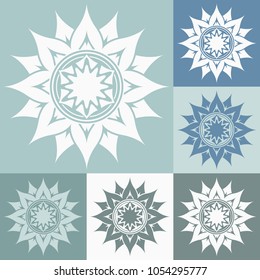 Vector ornamental round decoration. Set of abstract flowers.
