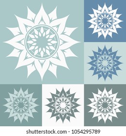 Vector ornamental round decoration. Set of abstract flowers.