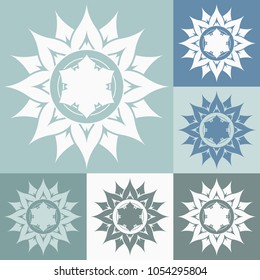 Vector ornamental round decoration. Set of abstract flowers.