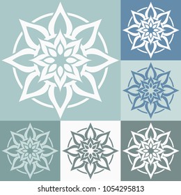 Vector ornamental round decoration. Set of abstract flowers.