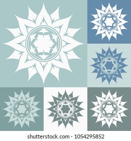 Vector ornamental round decoration. Set of abstract flowers.