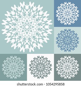 Vector ornamental round decoration. Set of abstract flowers.