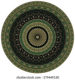 Vector Ornamental round floral pattern, indian style, can be used as plate, mandala, seamless brushes included