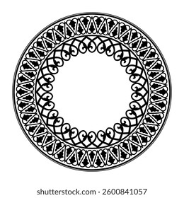 Vector ornamental round frame in byzantine style. Elegant element for design in byzantine style, place for text. Floral border. Lace illustration for invitation, porcelain, textile, embroidery