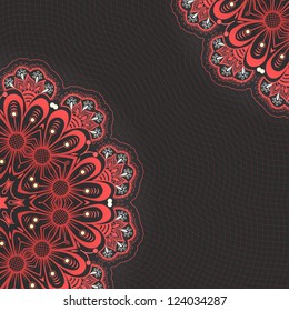 Vector ornamental round lace with damask and arabesque elements. Mehndi style.