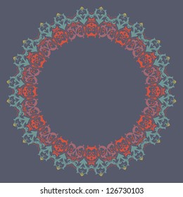 Vector ornamental round lace with damask and arabesque elements. Mehndi henna style. Orient traditional ornament.