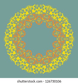 Vector ornamental round lace with damask and arabesque elements. Mehndi henna style. Orient traditional ornament.
